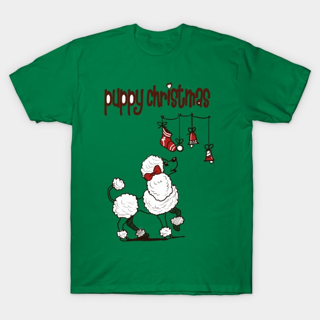 Puppy Christmas T-Shirt by Artofokan